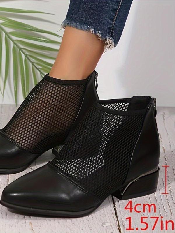 Women's Fashionable Fishing Net Design Pointed Toe Heels, Casual Comfortable Breathable Mesh Shoe for Daily Wear, Female All-match Shoes for Daily Wear