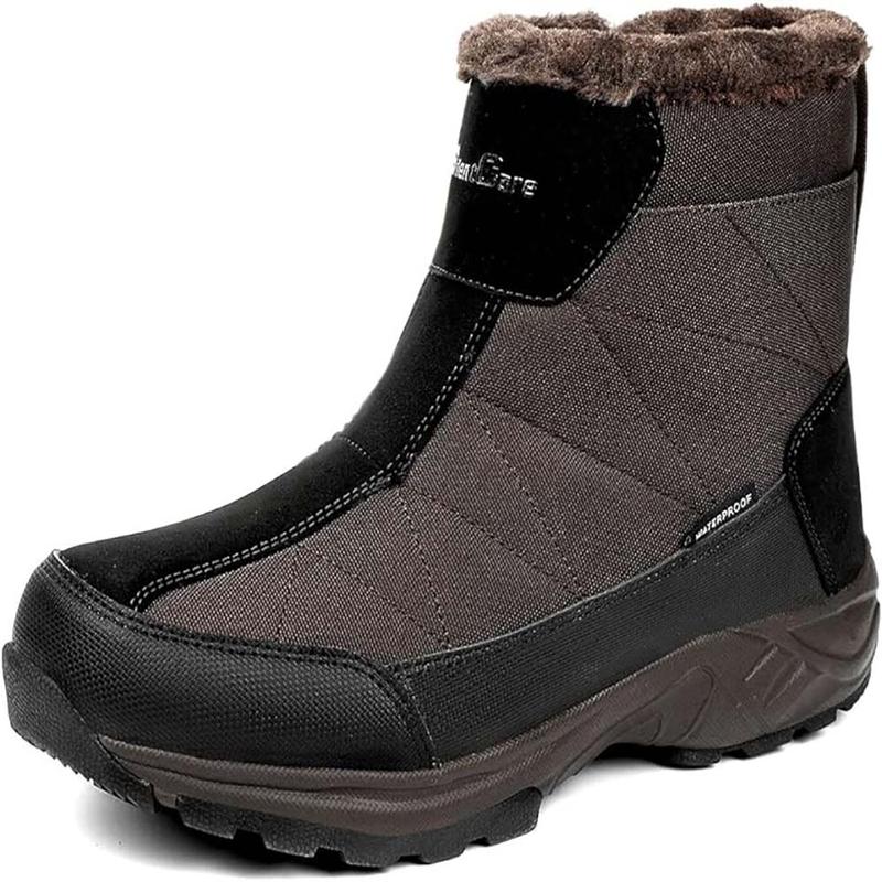 Men's Warm Snow Boots, Fur Lined Waterproof Winter Shoes, Anti-Slip Lightweight Ankle Boot  Boy Walking Shoes snow boot