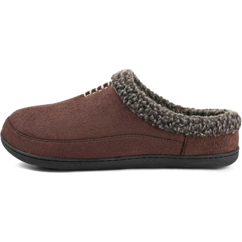 Men's Breathable Suede Fleece Lined Slippers with Memory Foam Indoor Outdoor