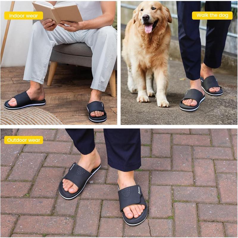 Mens Slide Sandals Adjustable Athletic Casual Comfort Lightweight Open Toe Slides Sport Sandals with Memory Foam Soft Cushion Footbed