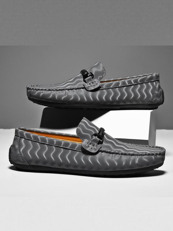 Men's Casual Buckle Wave Stripe Pattern Slip on Loafers, Fashionable Breathable Comfortable Shoes for Daily Wear, Outdoor Sports Shoes for Men