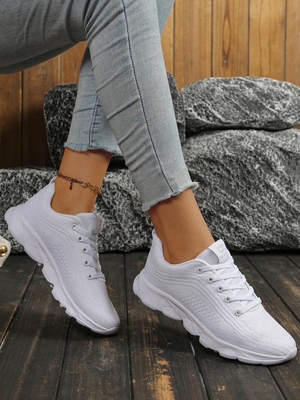 Women's Sporty Lace Up Low Top Sneakers, Casual Comfortable Breathable Running Shoes, Female All-match Round Toe Non-slip Sports Shoes for Daily Wear