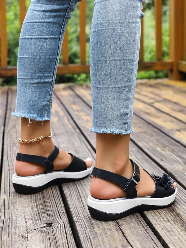 Women's Fashionable Flower Decorated Sandals, Casual Comfortable Buckle Sandals for Summer, Lightweight Breathable Shoes for Daily Wear