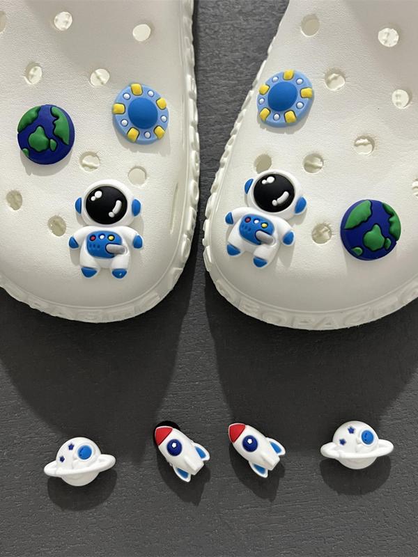 10pcs set Cute Astronaut Series Shoes Decoration, Cute Cartoon Planet Design Shoes Decoration, Shoes Decorations for Clogs