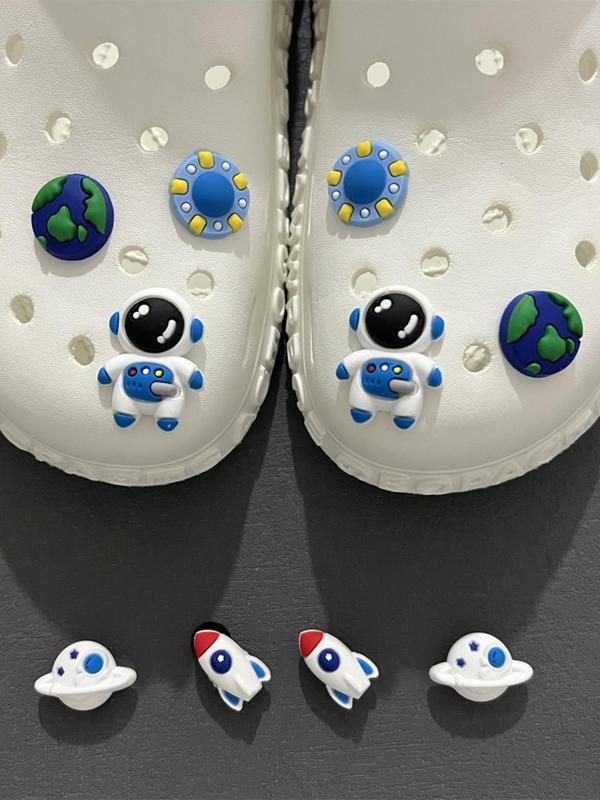 10pcs set Cute Astronaut Series Shoes Decoration, Cute Cartoon Planet Design Shoes Decoration, Shoes Decorations for Clogs