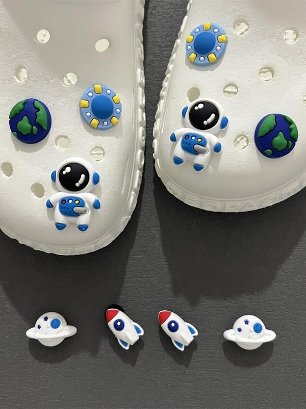 10pcs set Cute Astronaut Series Shoes Decoration, Cute Cartoon Planet Design Shoes Decoration, Shoes Decorations for Clogs