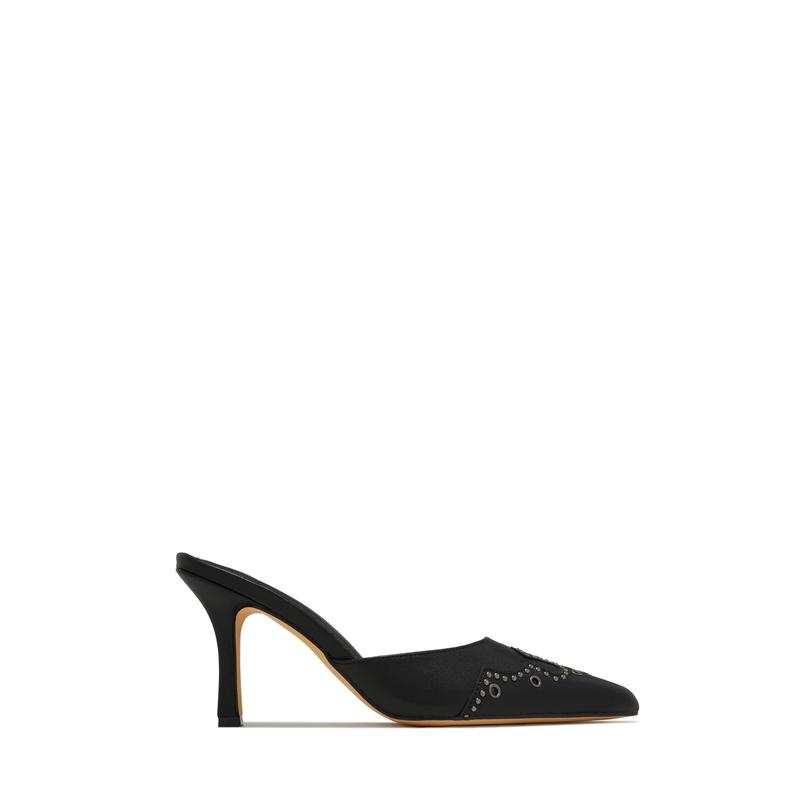 Lauryn Pump Heel Mules - Black