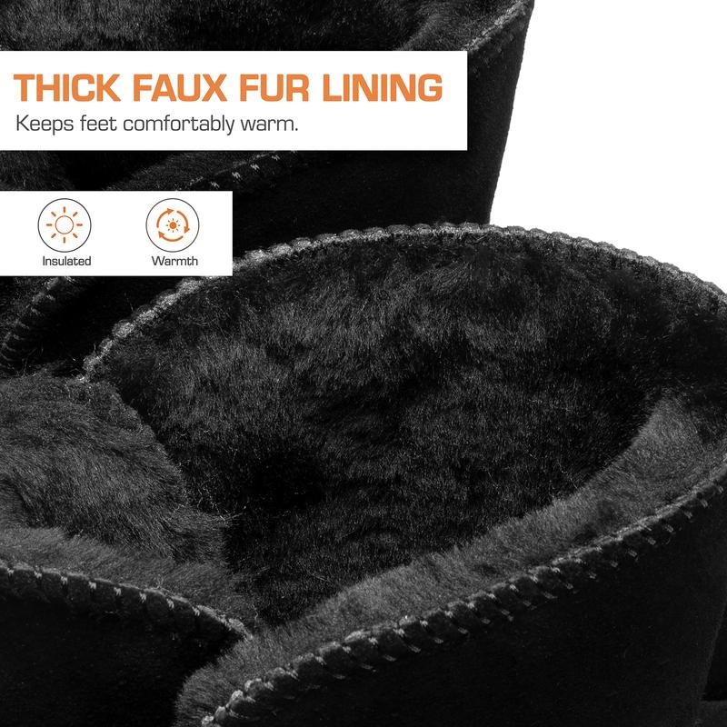 Dream Pairs Women's Winter Snow Boots with Bow Genuine Suede Leather Faux Fur Lining Memory Foam Warm Winter Short Booties for Outdoor Indoor