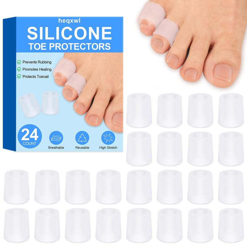 24 Pcs Silicone Toe Protectors, Open Pinky Toe Sleeves, Gel Toe Cushions Toe Covers for Corn, Blisters, Hammer Toes, Calluses, Bunion, Toenails Loss and Friction Pain Relief