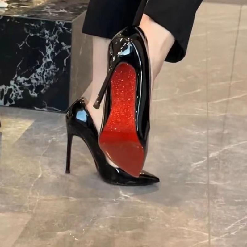 Stiletto Heel Red Bottom Pumps plus Size Pointed High Heel Shoes New Spring and Autumn Women's Shoes Socialite Patent Leather