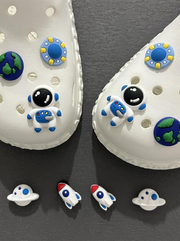 10pcs set Cute Astronaut Series Shoes Decoration, Cute Cartoon Planet Design Shoes Decoration, Shoes Decorations for Clogs