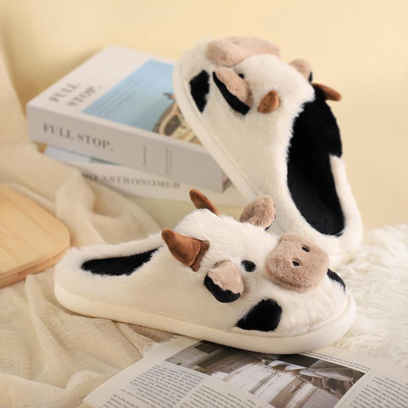 Black Friday New Trendy Cow Design Slippers, Casual Novelty Soft Cozy Cute Home Sandals, Fashion House Platform Slippers for Daily Wear, Girl's Comfort Walking Shoes, Back To School Footwear