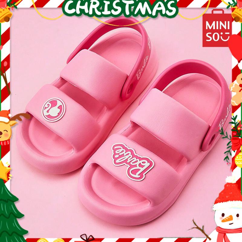 [Christmas Special] Miniso Barbie Daylight Glitter Collection Sandals(Rose Red And Green),Halloween Breathable Comfortable Toe Thong Sandals for Beach Back To School, Fashion All-match Sandals for Daily Wear.