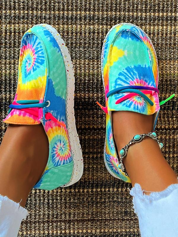 Summer Running Walking Shoes for Women, Casual Comfort Low Top Tie-dye Flat Shoes, Street Trend Sports Shoes, Girl Sneakers, Flats for Daily Footwear