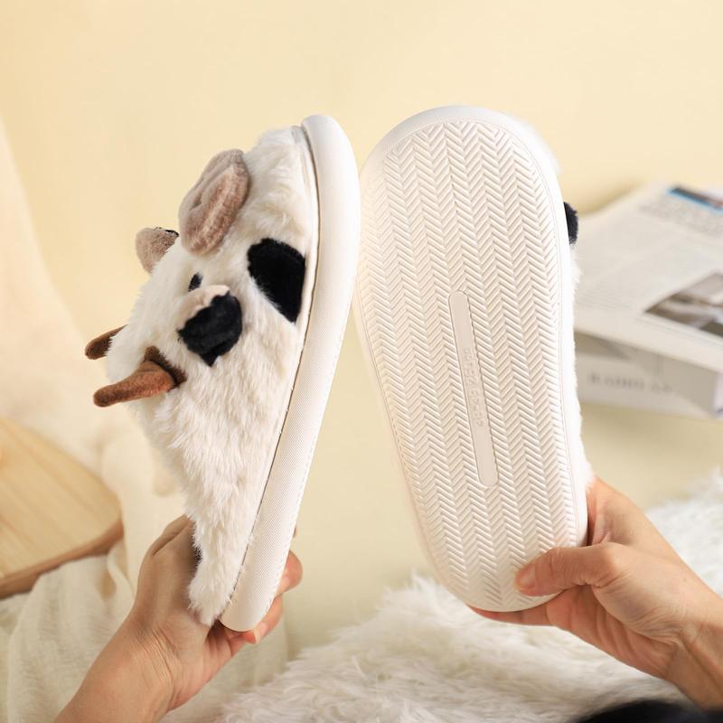 Black Friday New Trendy Cow Design Slippers, Casual Novelty Soft Cozy Cute Home Sandals, Fashion House Platform Slippers for Daily Wear, Girl's Comfort Walking Shoes, Back To School Footwear