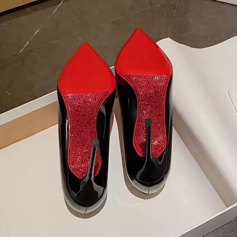 Stiletto Heel Red Bottom Pumps plus Size Pointed High Heel Shoes New Spring and Autumn Women's Shoes Socialite Patent Leather