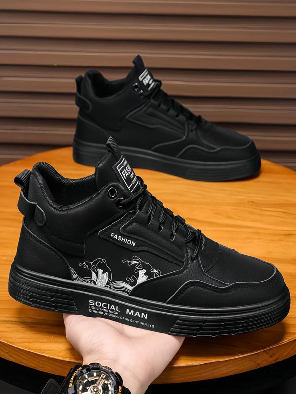 Men's Fashionable Letter Print Lace Up Skate Shoes, Casual Comfortable Sports Shoes for Daily Wear, Men's Sneakers for All Season