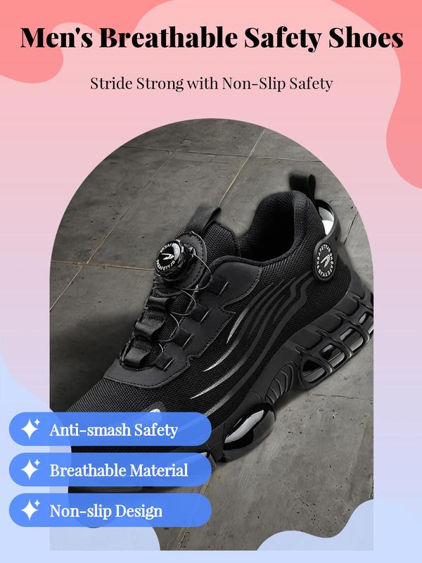 Men's Sporty Lace Up Front Low Top Safety Shoes, Casual Steel Toe Trainers, Comfortable Breathable Non-slip Work Shoes, Fashionable Anti-smash and Anti-puncture Shoes for Daily Wear, Shoes for Men, Runner Trainers