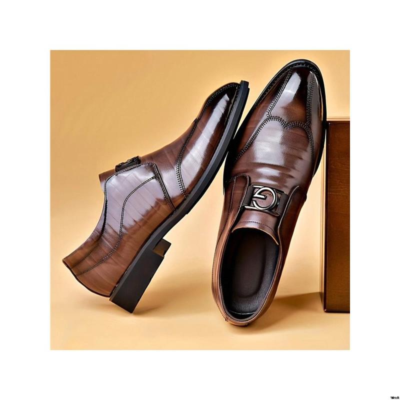 100% Casual Wear - Suitable for Business and Men's Leather Shoes: Versatile leather construction with pointed toe design.