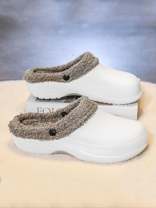 Men's Casual Plain Color Contrast Faux Fur Lined Slippers, Soft Comfortable Home Slippers, Warm Slippers for Indoor & Outdoor Use for All Seasons