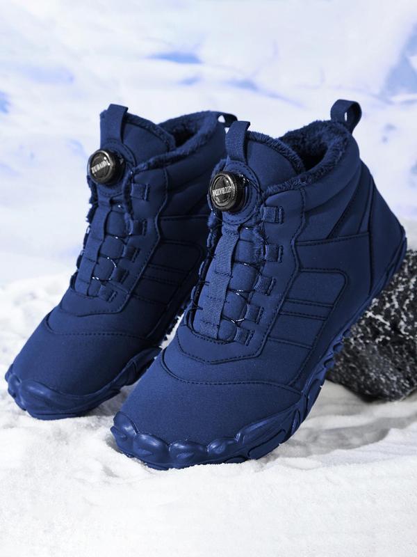 Men's Solid Lace Up High Top Snow Boots, Casual Comfortable Warm Ankle Boots for Fall & Winter, Male All-match Round Toe Shoes for Daily Wear