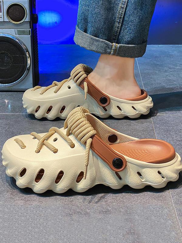 Men's Casual Hollow Out Design Clogs, 2024 New Style Comfortable Breathable Clogs for Men Student, Fashionable Shoes for Summer Beach Vacation