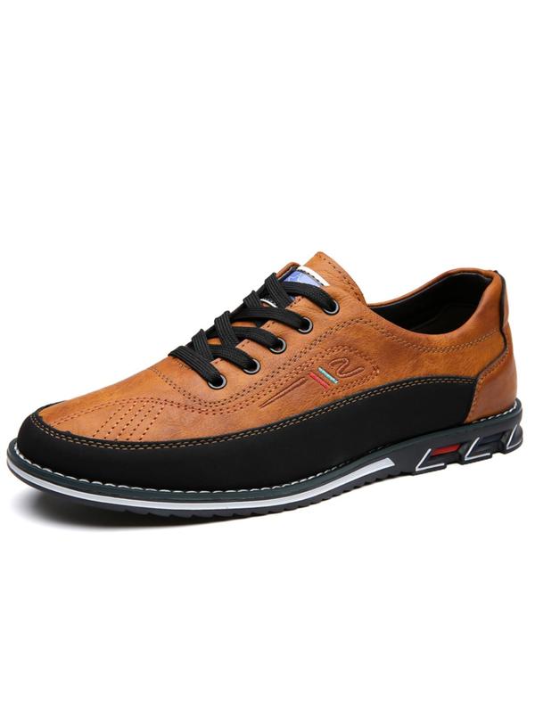 Men's Business Solid Color Lace Up Low Top Sneakers, Casual Comfortable Breathable Shoes for Daily Wear, Trendy All-match Shoes for Outdoor Activities