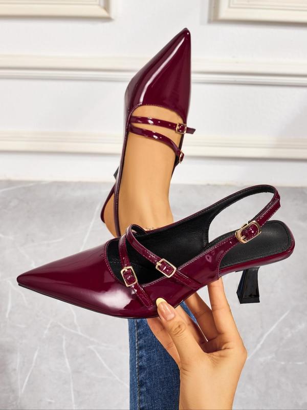 Women's Elegant Fashion Belted Design Pointed Toe High Heel, Trendy Minimalist Slingback Heels, Fashionable Heels for Daily Wear