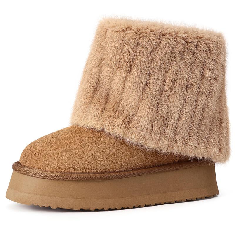 Stay Warm in Style: Luxuriously Soft Faux Fur Snow Boots – Perfect for Winter Comfort & Fashion Girl Platform