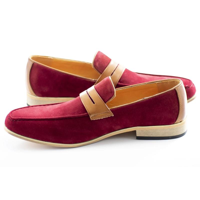 Burgundy Suede Leather Penny Loafers