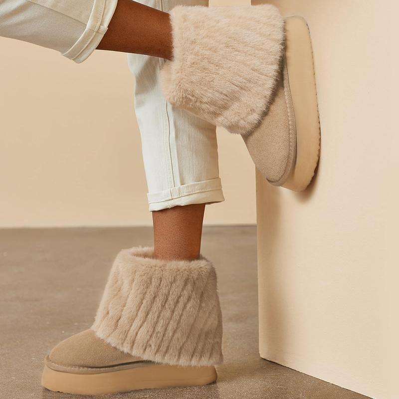 Stay Warm in Style: Luxuriously Soft Faux Fur Snow Boots – Perfect for Winter Comfort & Fashion Girl Platform