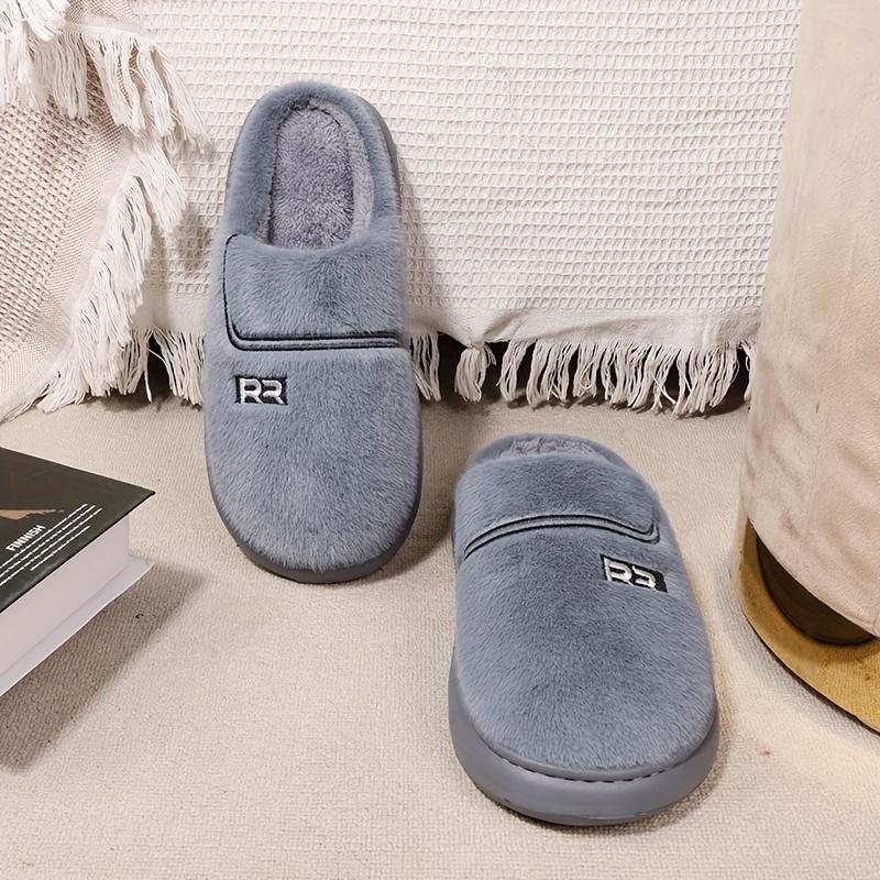 Cozy Plush Slippers for Men - Soft, Warm, and Comfortable Winter Shoes with Slip-Resistant TPR Sole, Round Toe, and Breathable Fabric Lining for Indoor and Outdoor Daily Wear - Perfect for Cold Weather, Casual Style, and Relaxation