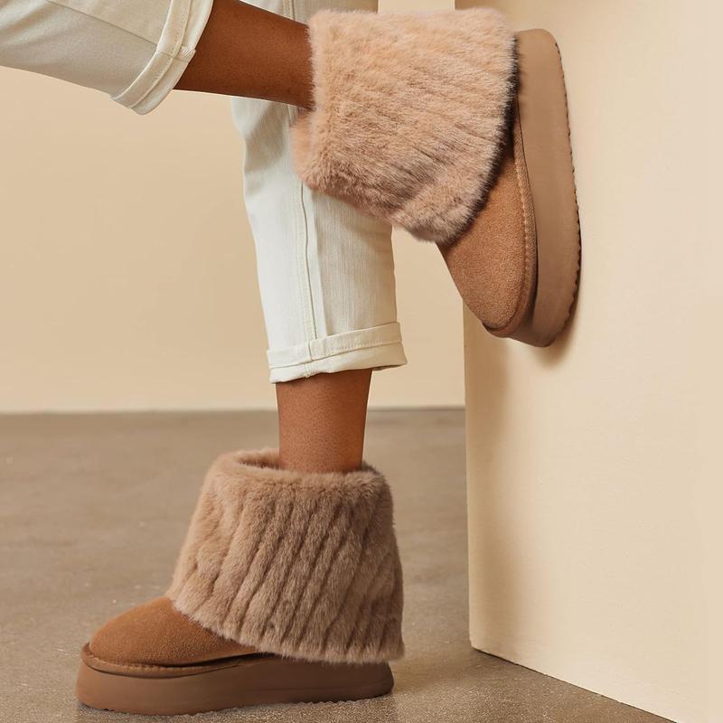 Stay Warm in Style: Luxuriously Soft Faux Fur Snow Boots – Perfect for Winter Comfort & Fashion Girl Platform