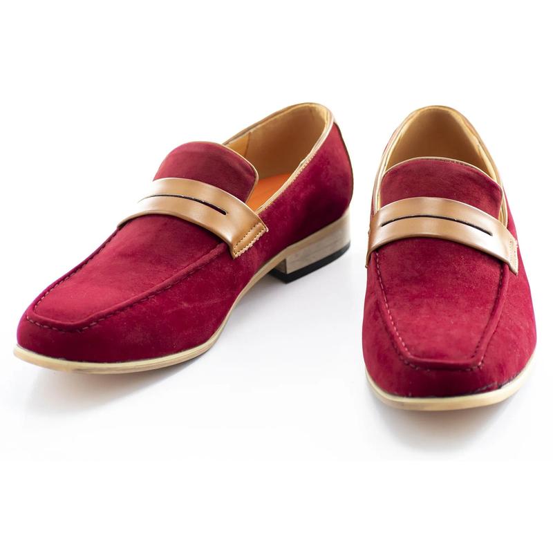 Burgundy Suede Leather Penny Loafers