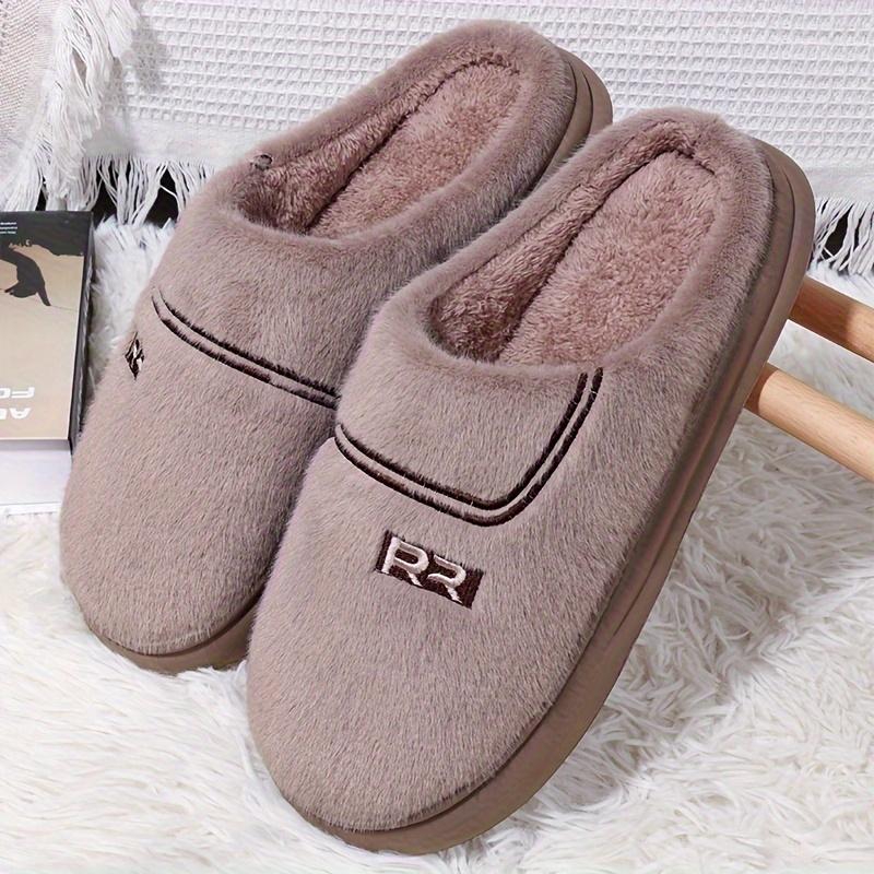 Cozy Plush Slippers for Men - Soft, Warm, and Comfortable Winter Shoes with Slip-Resistant TPR Sole, Round Toe, and Breathable Fabric Lining for Indoor and Outdoor Daily Wear - Perfect for Cold Weather, Casual Style, and Relaxation