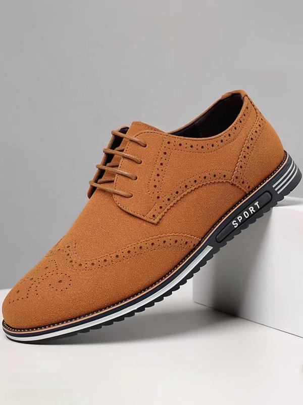 Men's Business Patchwork Lace Up Dress Shoes, PU Leather Formal Shoes For Work Office, Men's Dress Shoes For All Seasons