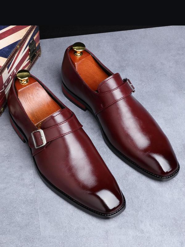 Men's Business Formal Belted Design Slip on Oxford Shoes, Fashionable Solid Color Dress Shoes for Work Office, Male All-match Shoes for Daily Wear