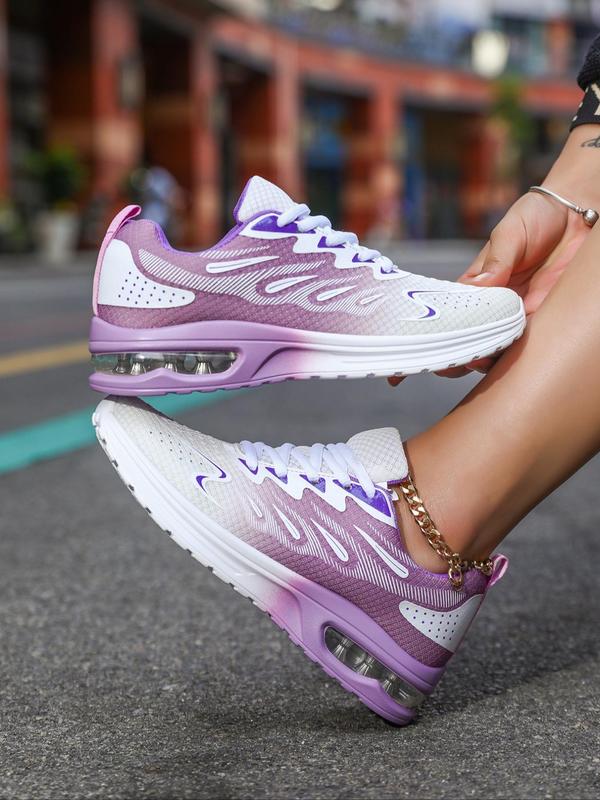 Women's Ombre Lace Up Running Shoes, Casual Breathable Comfortable Sports Shoes, Female All-match Round Toe Chunky Sneakers for Daily Wear