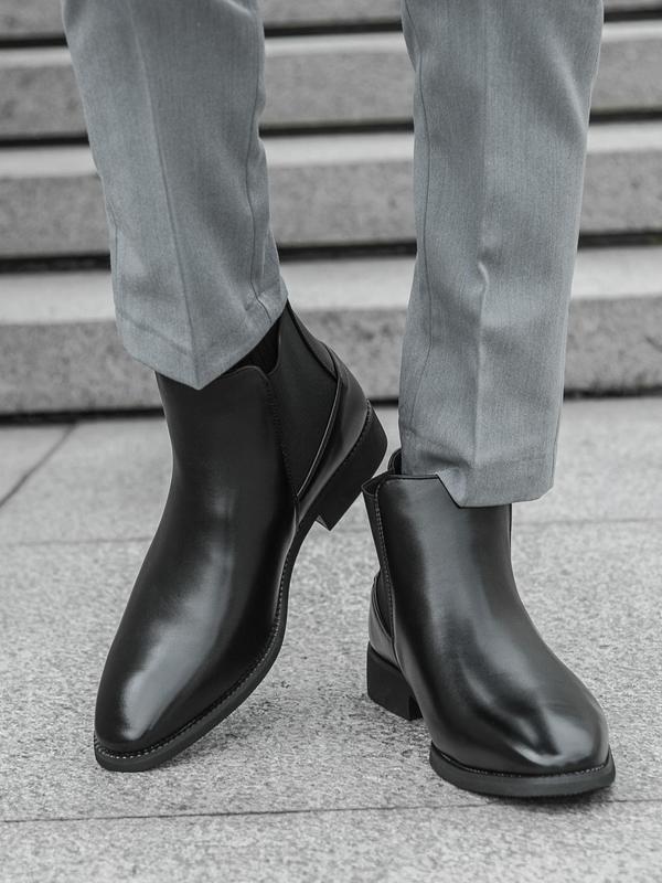 Men's Business Style Solid Color Chelsea Boots, Fashionable Minimalist Ankle Boots for Work Office, Male All-match Shoes for Daily Wear