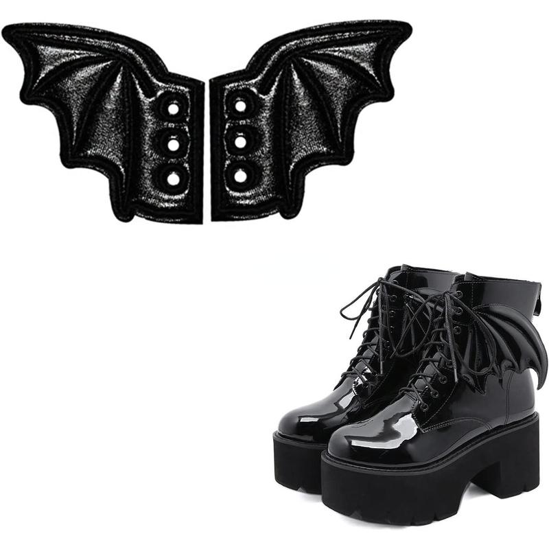 Halloween Black Bat Shoe Wings  Bats Wings for Boots Skates Sneakers Canvas Roller Shoes PU Shoe DIY Decorations