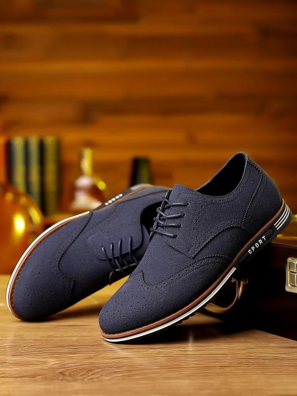 Men's Business Patchwork Lace Up Dress Shoes, PU Leather Formal Shoes For Work Office, Men's Dress Shoes For All Seasons