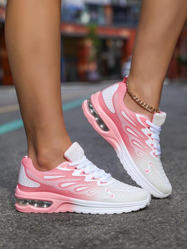 Women's Ombre Lace Up Running Shoes, Casual Breathable Comfortable Sports Shoes, Female All-match Round Toe Chunky Sneakers for Daily Wear