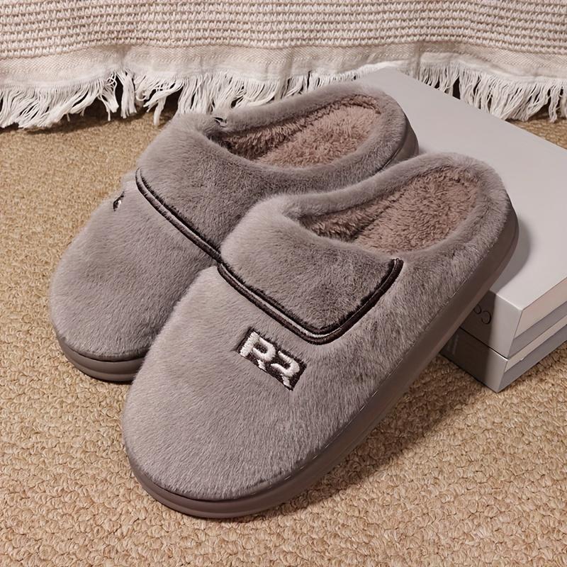 Cozy Plush Slippers for Men - Soft, Warm, and Comfortable Winter Shoes with Slip-Resistant TPR Sole, Round Toe, and Breathable Fabric Lining for Indoor and Outdoor Daily Wear - Perfect for Cold Weather, Casual Style, and Relaxation