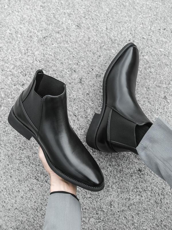 Men's Business Style Solid Color Chelsea Boots, Fashionable Minimalist Ankle Boots for Work Office, Male All-match Shoes for Daily Wear