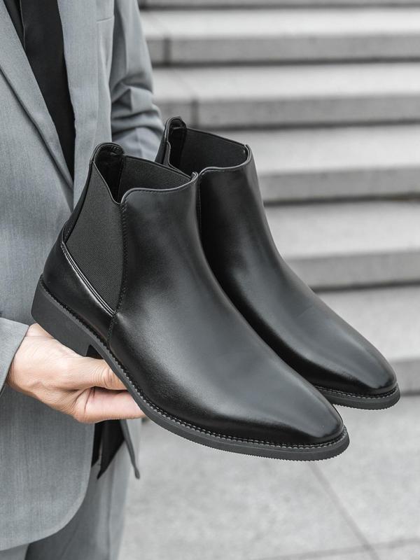 Men's Business Style Solid Color Chelsea Boots, Fashionable Minimalist Ankle Boots for Work Office, Male All-match Shoes for Daily Wear