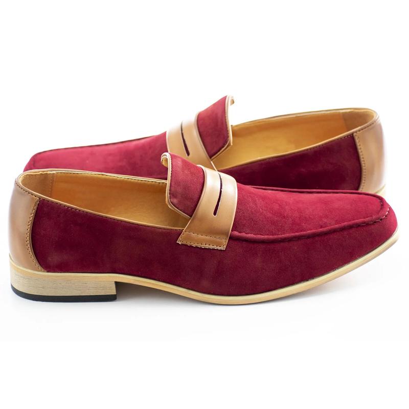 Burgundy Suede Leather Penny Loafers