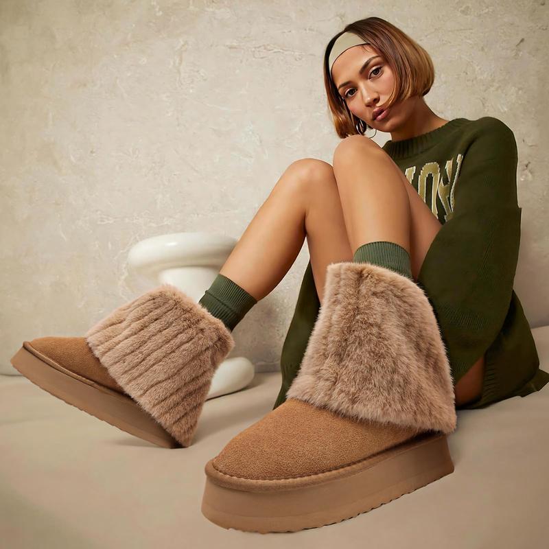 Stay Warm in Style: Luxuriously Soft Faux Fur Snow Boots – Perfect for Winter Comfort & Fashion Girl Platform