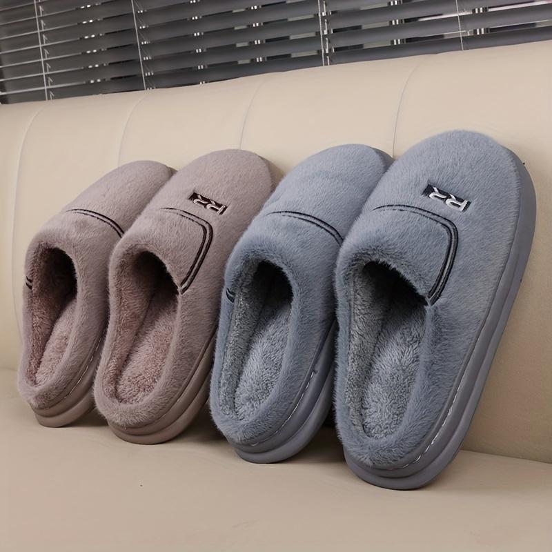 Cozy Plush Slippers for Men - Soft, Warm, and Comfortable Winter Shoes with Slip-Resistant TPR Sole, Round Toe, and Breathable Fabric Lining for Indoor and Outdoor Daily Wear - Perfect for Cold Weather, Casual Style, and Relaxation