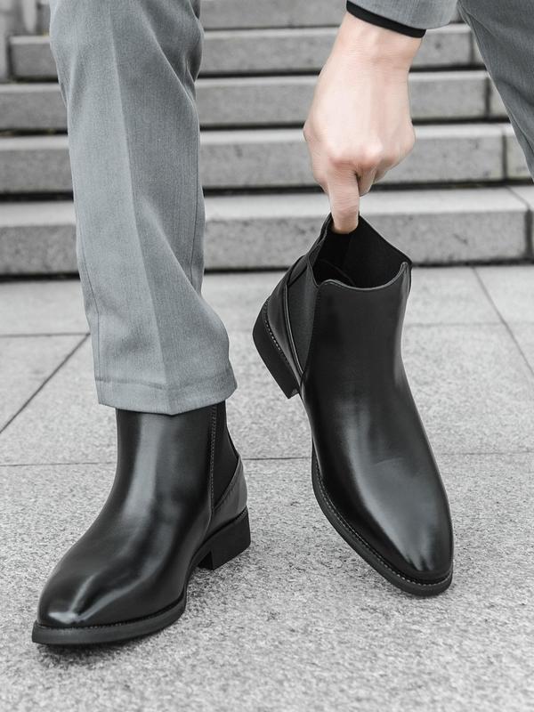 Men's Business Style Solid Color Chelsea Boots, Fashionable Minimalist Ankle Boots for Work Office, Male All-match Shoes for Daily Wear