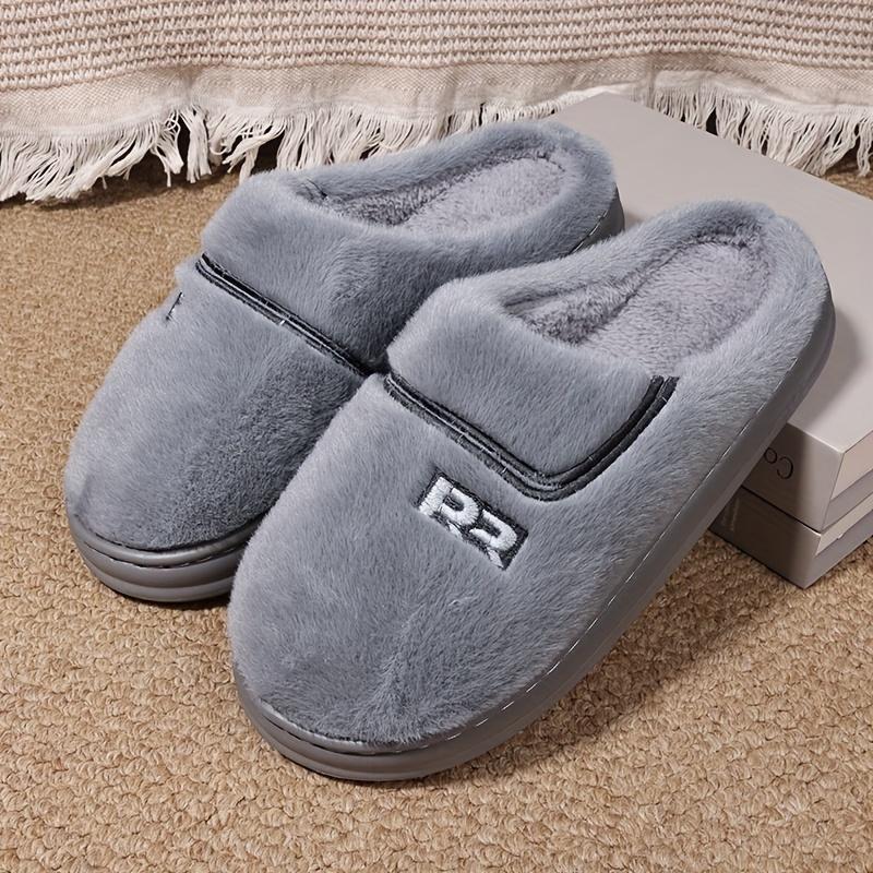 Cozy Plush Slippers for Men - Soft, Warm, and Comfortable Winter Shoes with Slip-Resistant TPR Sole, Round Toe, and Breathable Fabric Lining for Indoor and Outdoor Daily Wear - Perfect for Cold Weather, Casual Style, and Relaxation